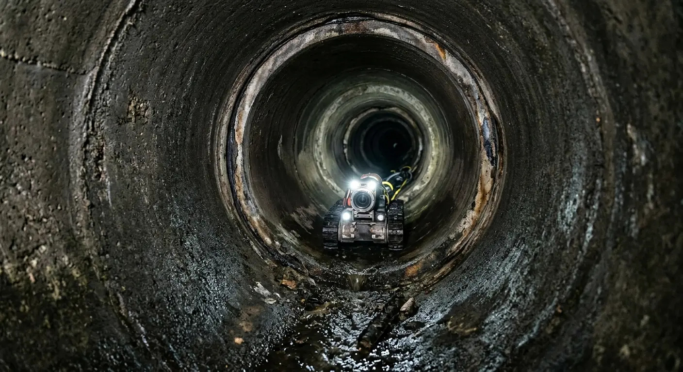 Robotic sewer camera inspecting pipe interior for Sewer Line Cleaning in McMinnville